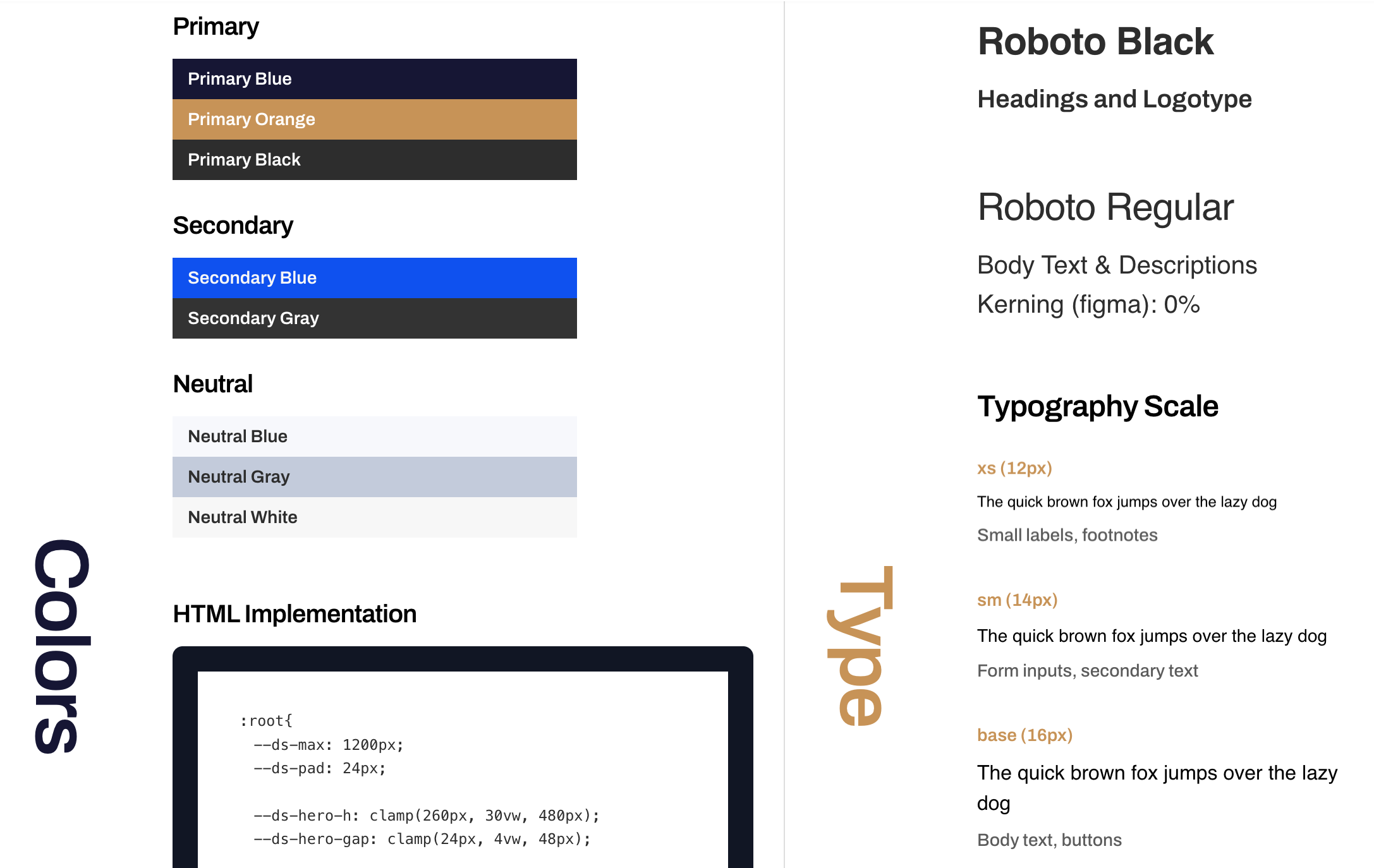 Design Systems color tokens and component library